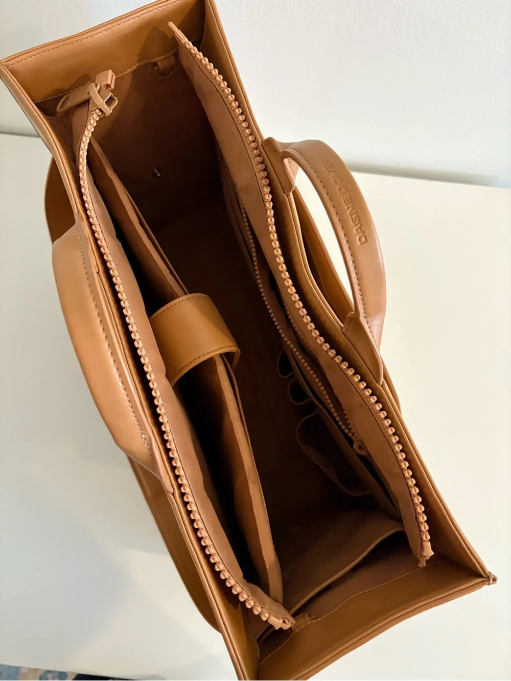 Dagne Dover || Large Daily Tote in Pinto Work Laptop Bag Tan Beige